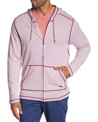 Tommy Bahama Mens Sea Spray Zip Front Hoodie Medium Plum Raisin