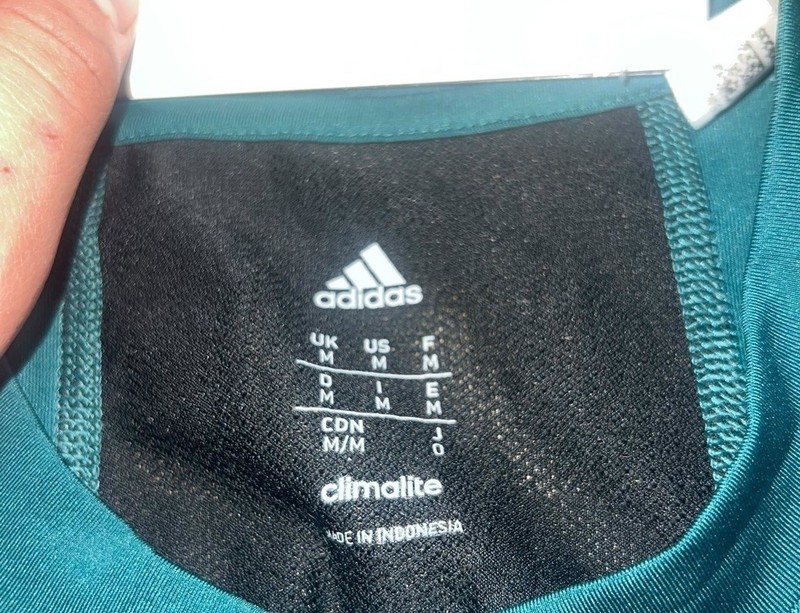 Men’s Adidas Climalite Athletic Shirt Size Medium UPF 50+ Teal Black NWT A2 gallery