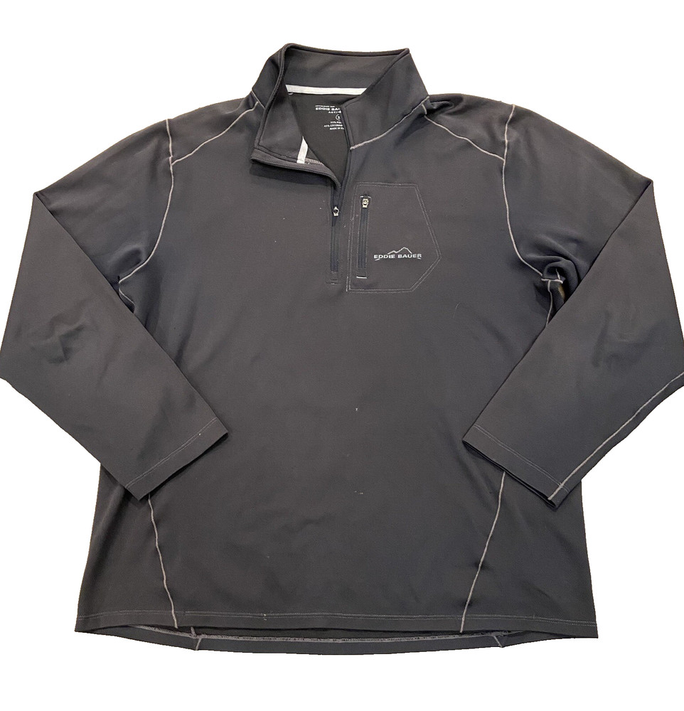 EDDIE BAUER Sport Active Fit Long Sleeve 1/4 Zip Pullover Shirt Men’s XL Gray