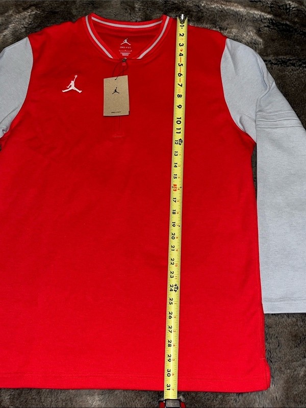 Nike Jordan Pregame Pullover Men's L Football 1/4 Zip shirt Red Gray FN7486 $85 gallery