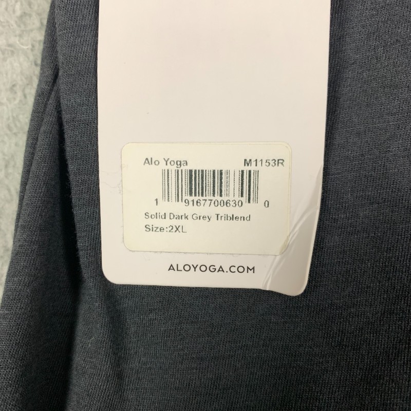 Alo Triumph T-Shirt Men's 2XL XXL Dark Gray Raglan V-Neck Triblend Gym NWT $58 gallery