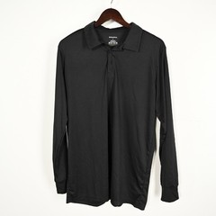 Gradual Men’s L. Black Long Sleeve Polyester Collared 3-Button Pullover Shirt