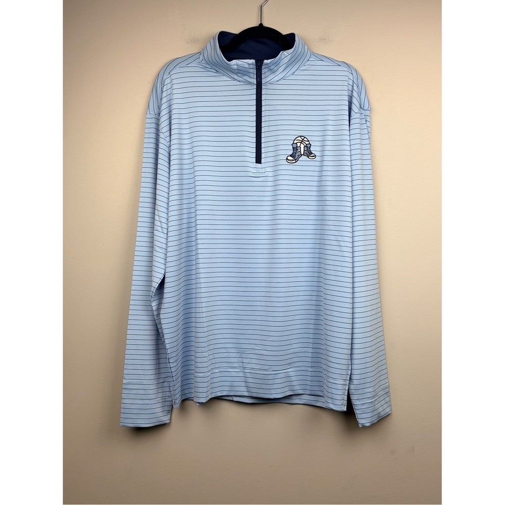 NWT Horn Legend 1/4 Zip Golf Pullover L Ice Blue Stripe Basketball Performance
