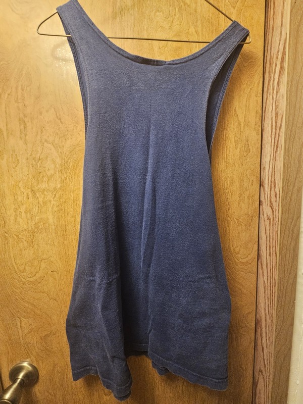 Rare Vintage 90s Nike SWOOSH Vertical Spellout Tank Faded Navy Made USA XL gallery