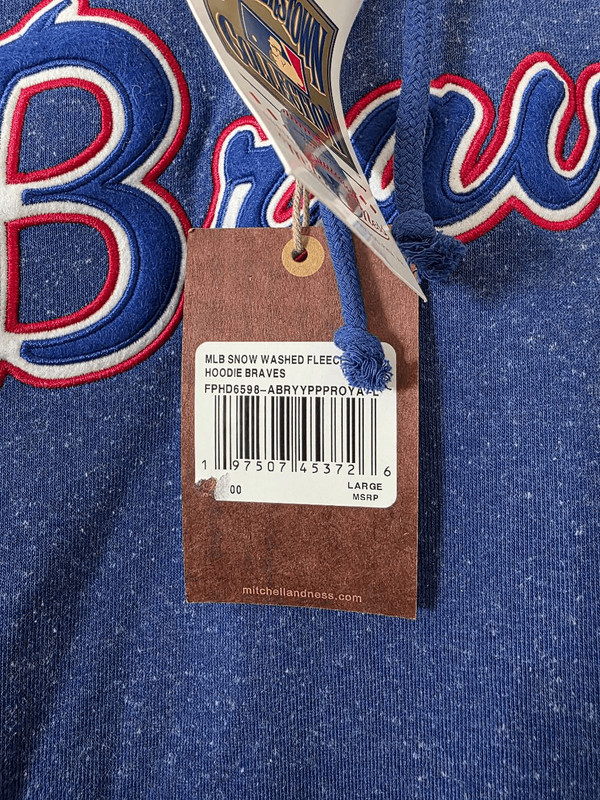Men's Atlanta Braves Mitchell & Ness Heathered Royal Lightweight Pullover Hoodie gallery