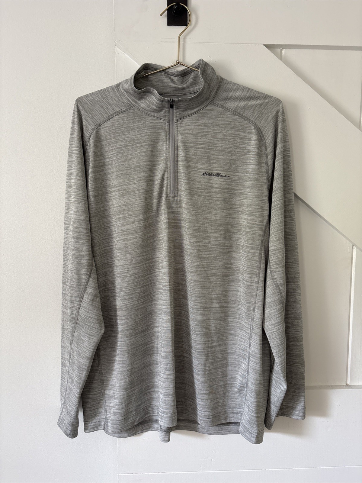 Eddie Bauer Men's Athletic 1/4 Zip Shirt Large Freedry Moisture Wicking Cinder gallery