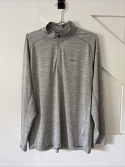 Eddie Bauer Men’s Athletic 1/4 Zip Shirt Large Freedry Moisture Wicking Cinder