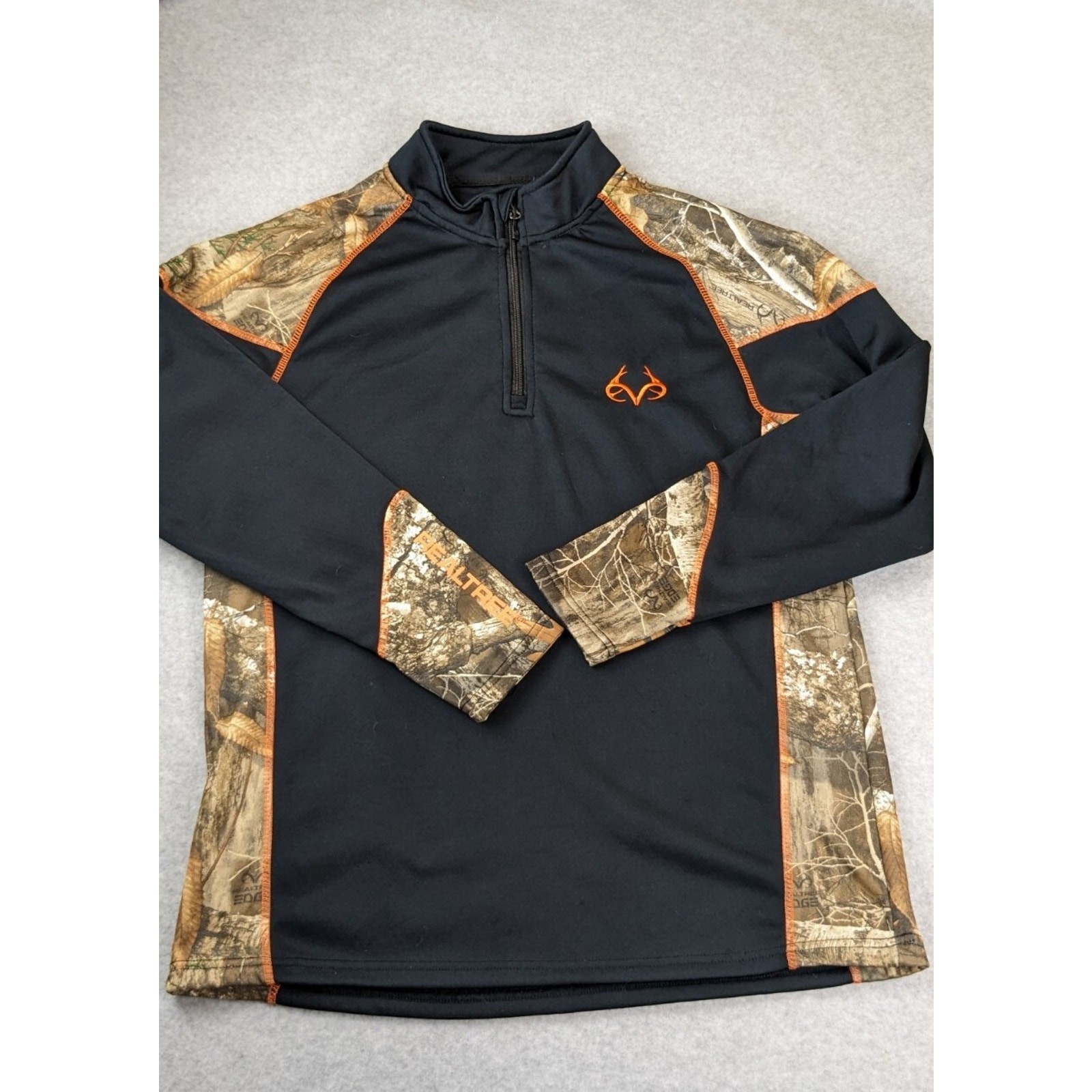 Realtree Edge Shirt Mens Large Black Camo Buckhorn River Performance 1/4 Zip gallery