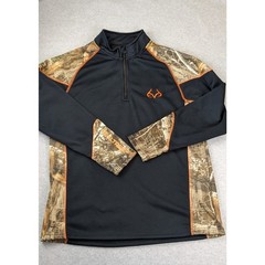 Realtree Edge Shirt Mens Large Black Camo Buckhorn River Performance 1/4 Zip