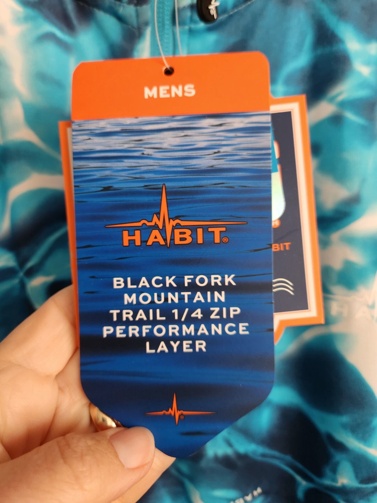 Habit Waves Solar Factor UPF 40+ Men's Long Sleeve Size M Blue Water Shirt NEW! gallery