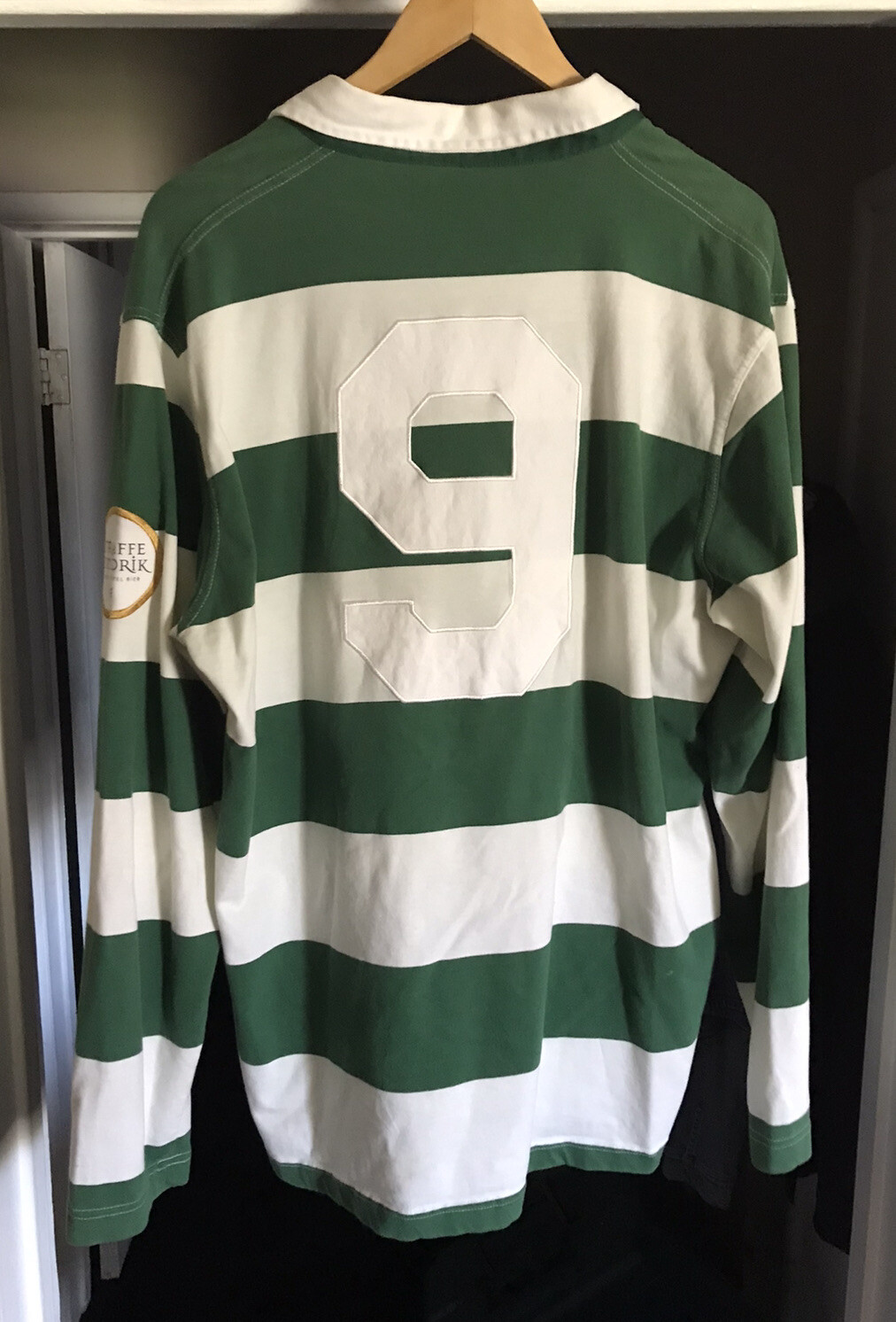 STRAFFE HENDRIK MENS RUGBY LONG SLEEVE SHIRT GREEN WHITE STRIPED XXL LOOK!!! gallery