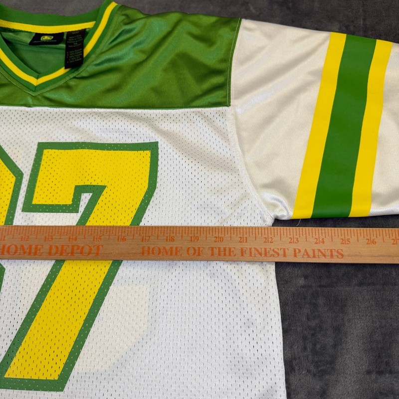 John Deere Mesh Jersey Mens Medium White Green Yellow Number 37 Graphic gallery