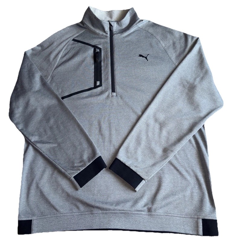 Puma DryCell 1/4 Zip Mock Neck Pullover Gray Men's Size XL Zipper Pocket gallery