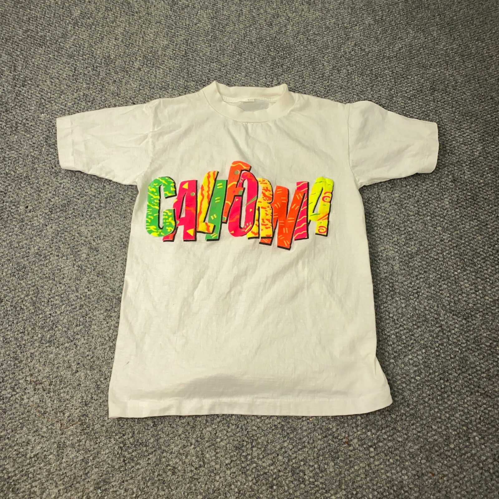 Vintage California Shirt Mens Small White Single Stitch Puff Lettering Beach 90s gallery