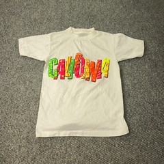 Vintage California Shirt Mens Small White Single Stitch Puff Lettering Beach 90s