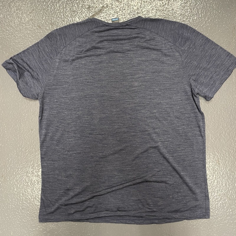 Icebreaker Merino Wool Blend Cool Lite Active Top Knit Short Sleeve Hthr Navy L gallery