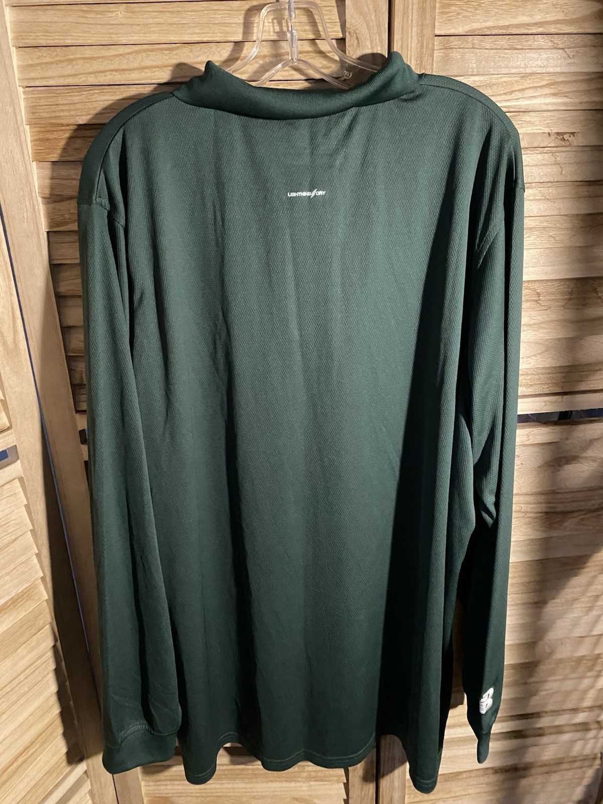 NB New Balance Men’s Shirt Size 2X Long Sleeve Green Stretch Collar & 1/4 Button gallery