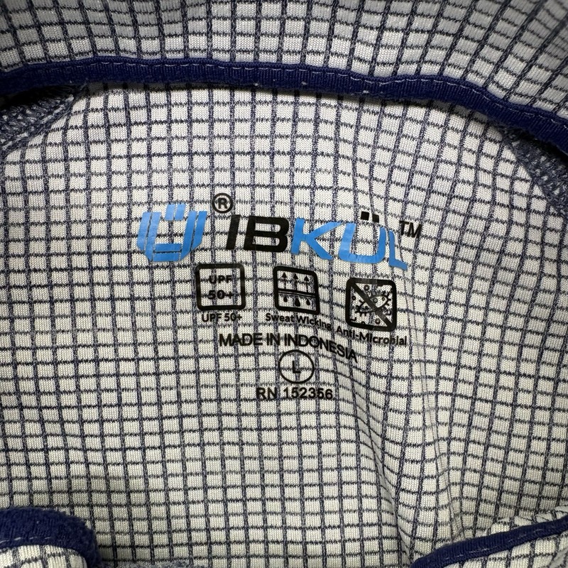 IBKUL Pullover Mens Large Blue 1/4 Zip UPF 50+ Quick Dry Golf Sun Shirt gallery