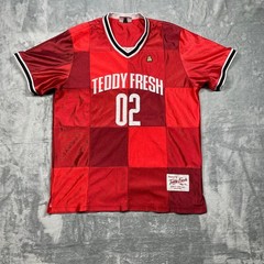 Teddy Fresh 02 Red Colorblock Checkered Jersey Football Shirt Men’s Size M