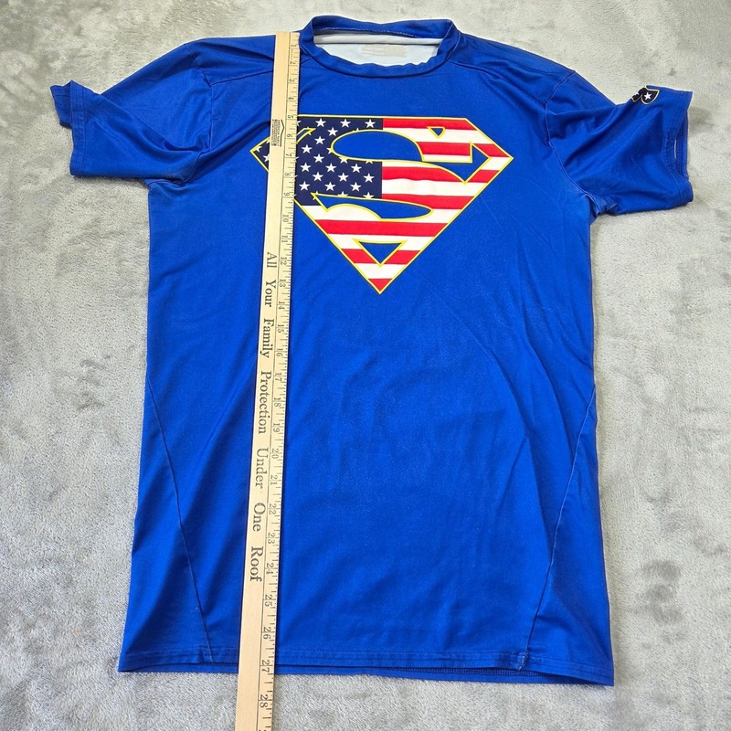 Under Armour Alter Ego Superman USA Flag Compression Shirt Men Blue M Athleisure gallery