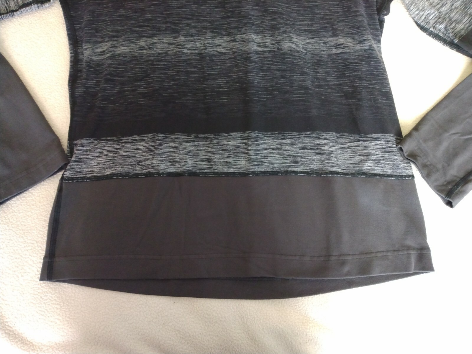 Men's Sz M LULULEMON Speed 1/2 Zip Universal Stripe Black Soot/Light White/Soot gallery
