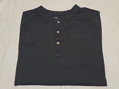 Pistol Lake Black Lightweight Long Sleeve Pullover Henley Shirt Medium Made USA