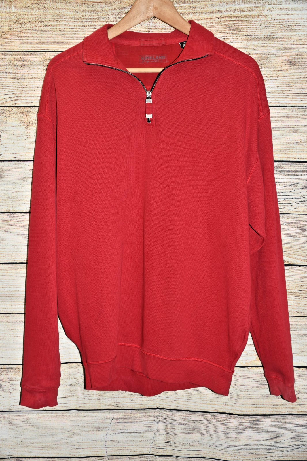MENS KIRKLAND SIGNATURE M RED ZIP COLLAR HENLEY TEXTURED L/S BASIC SHIRT gallery