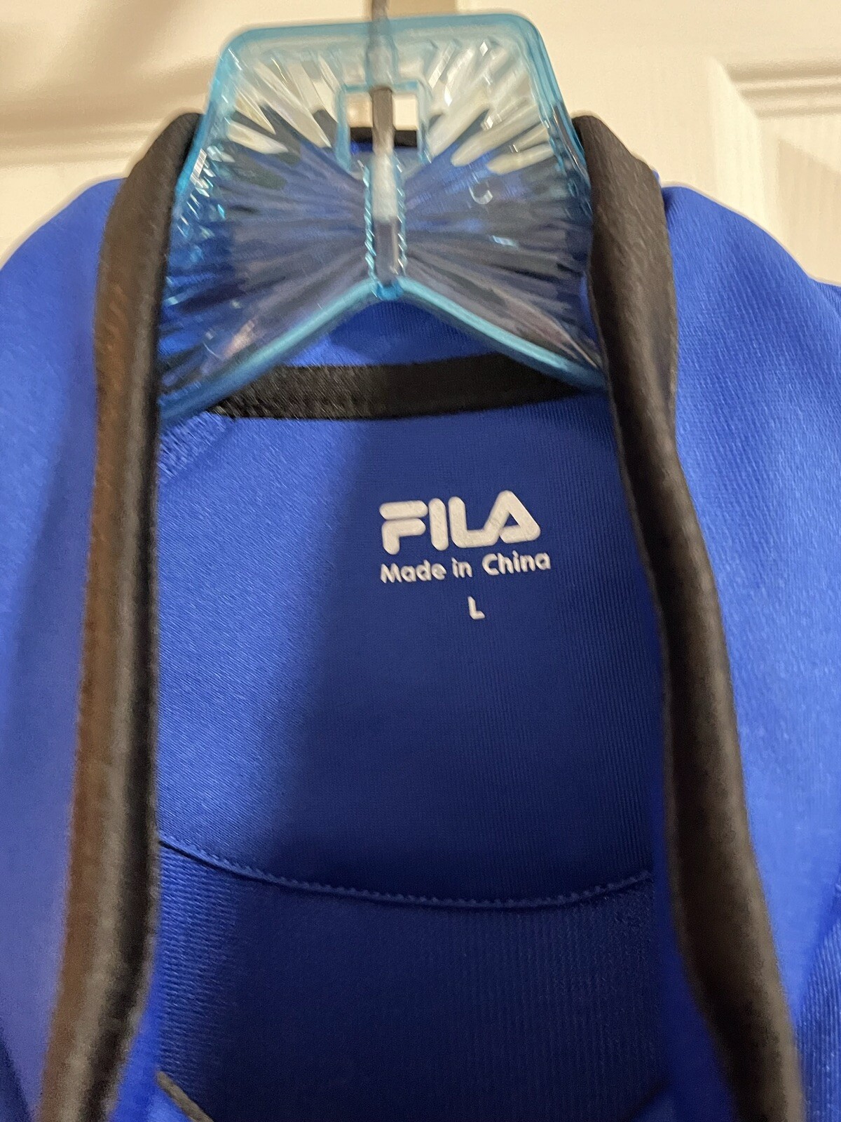 FILA 1/4 Zip Pullover sz L Chest Pocket, Long Sleeve Athletic Shirt, Blue/Black gallery