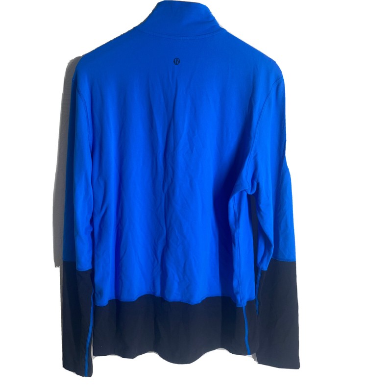 Lululemon Speed 1/2 Zip Beaming Blue Black LS Rulu Men's Workout Run Top Sz L gallery