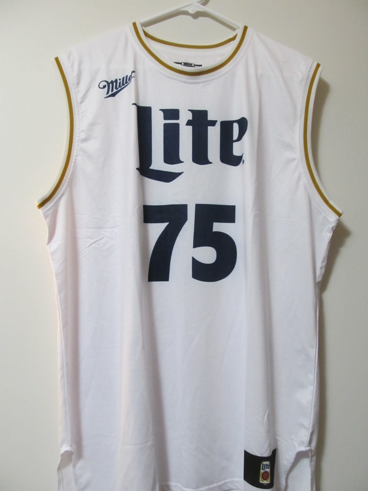 NEW Miller Lite Men's Basketball Jersey #75 Men’s Size XL WHITE W/GOLD - FREESHP gallery