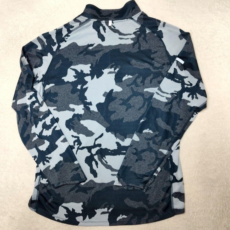 Nike Pullover Mens L Blue Camo Running 1/4 Zip Mock Neck Camouflage Athletic gallery