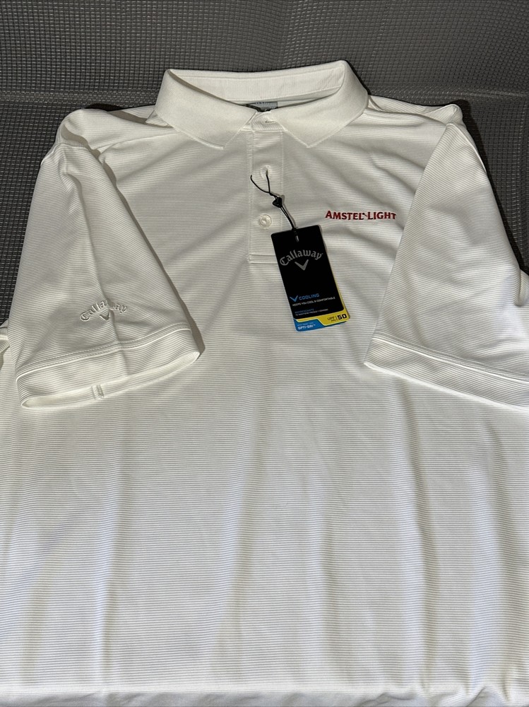 Callaway Polo Shirt Opti Dri Upf 50 Mens L Size Large White Short Sleeve Golf