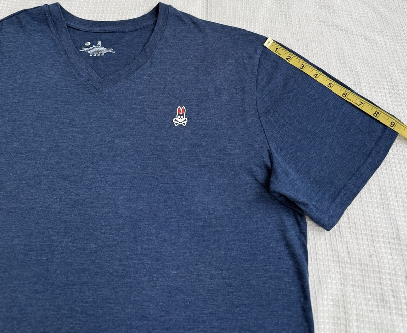 Psycho Bunny Shirt Mens XL Blue V-Neck Short Sleeve Stretch Casual Tee gallery