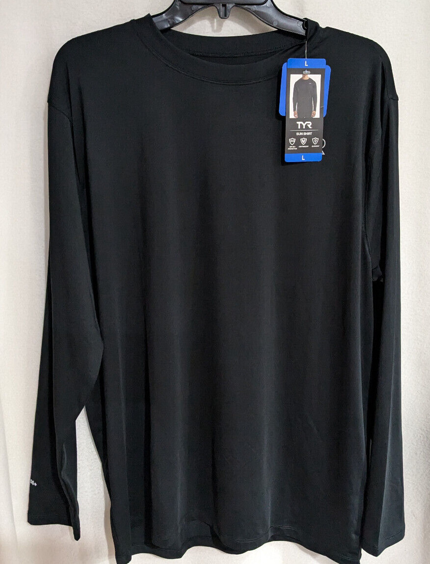 TYR Men's SunDefense Black Long Sleeve Sun Shirt (1683180) Sizes L/XL - NWT gallery