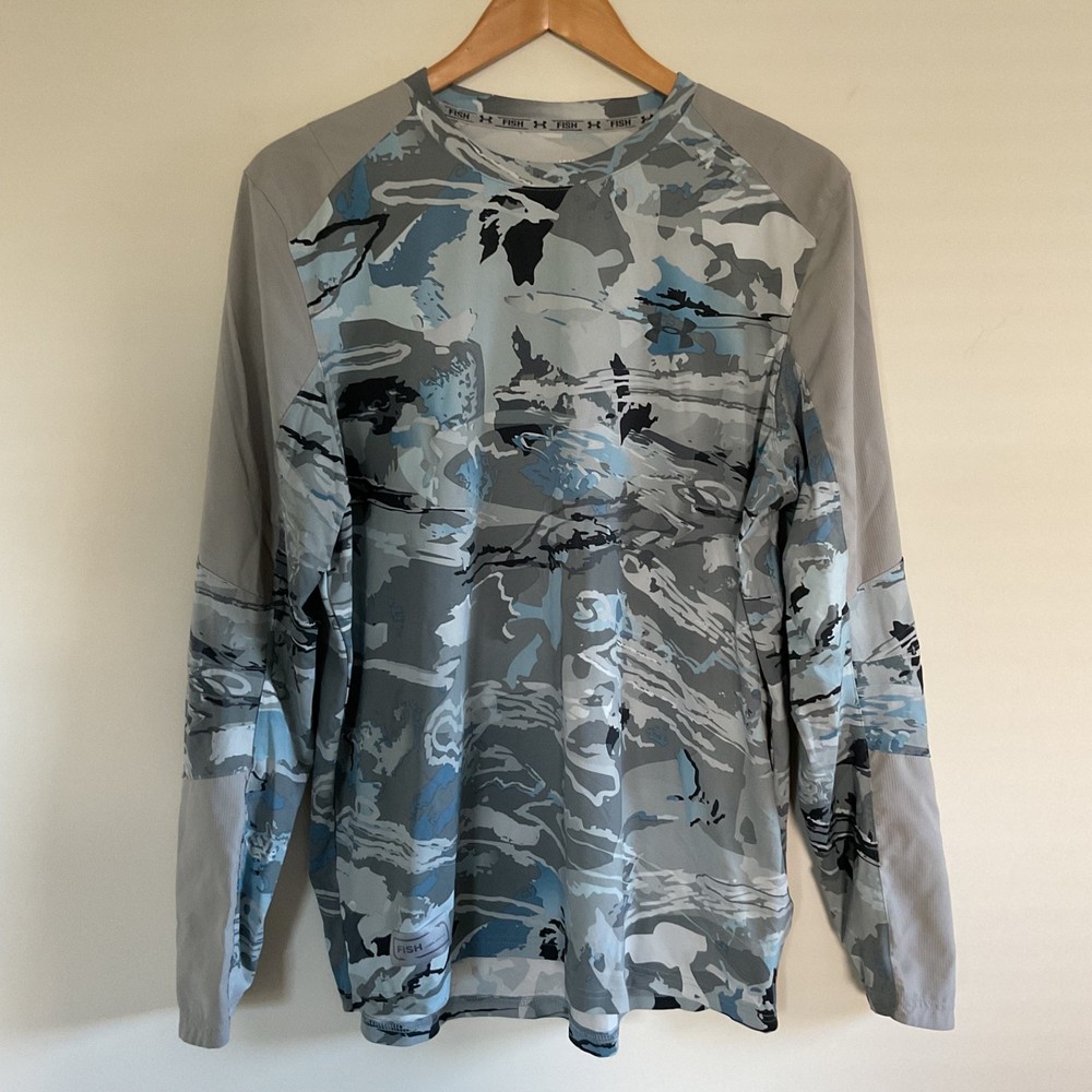 Under Armour Mens L Fishing CoolSwitch Thermocline Hybrid Crew Shirt Hydro Camo