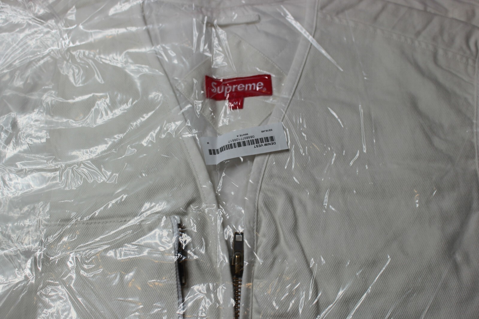 Supreme White Denim Vest Size Medium Zip Pockets, Back Pouch 2016 SS16 gallery