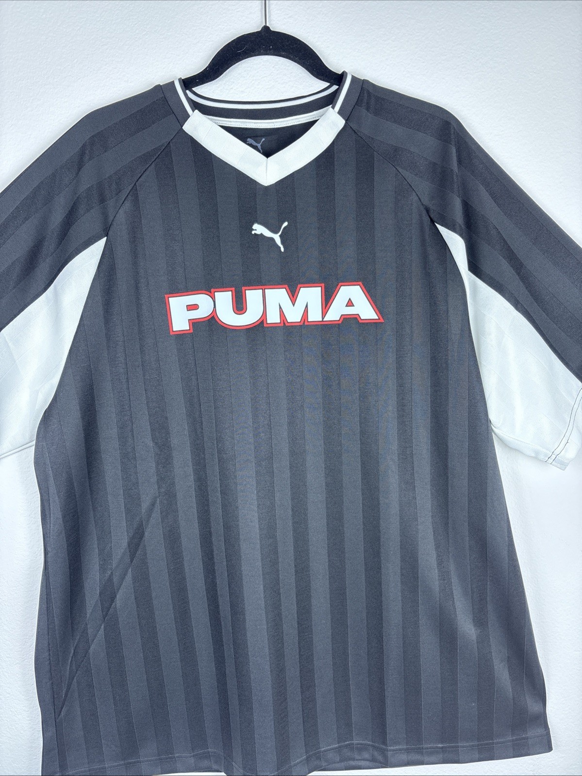 PUMA SPORT Size XL Men's Soccer Jersey Striped Breathable V-Neck gallery