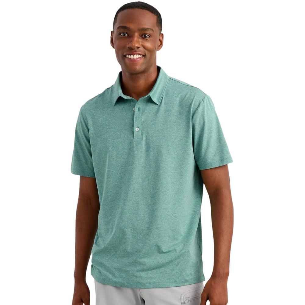 Huk Pursuit Polo Men's Tech Shirt, Mineral Blue Heather, Medium