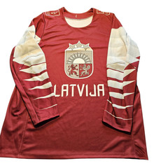 Latvija Hockey Jersey Mens L Maroon Long Sleeve Latvijas Hokeja Federacija Crest