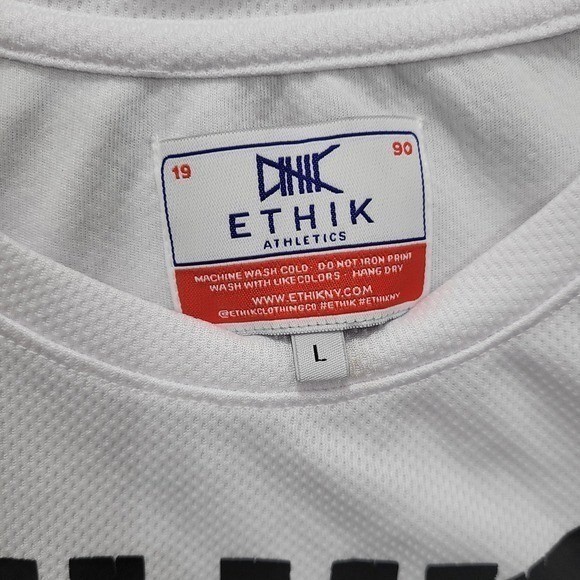 ETHIK Athletics Worldwide Long Sleeve T-Shirt Graphic White Purple Red Mens L gallery