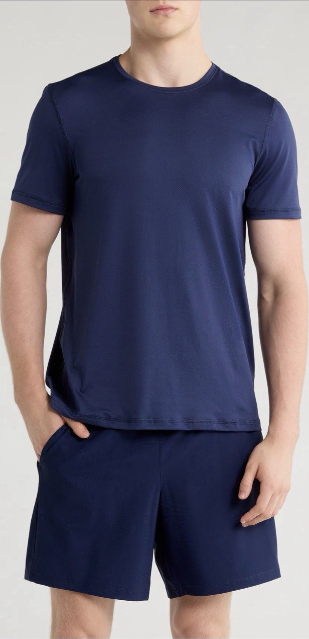90 Degree by Reflex Nomad Mesh Short Sleeve T-Shirt Navy Men's M Crew Neck gallery