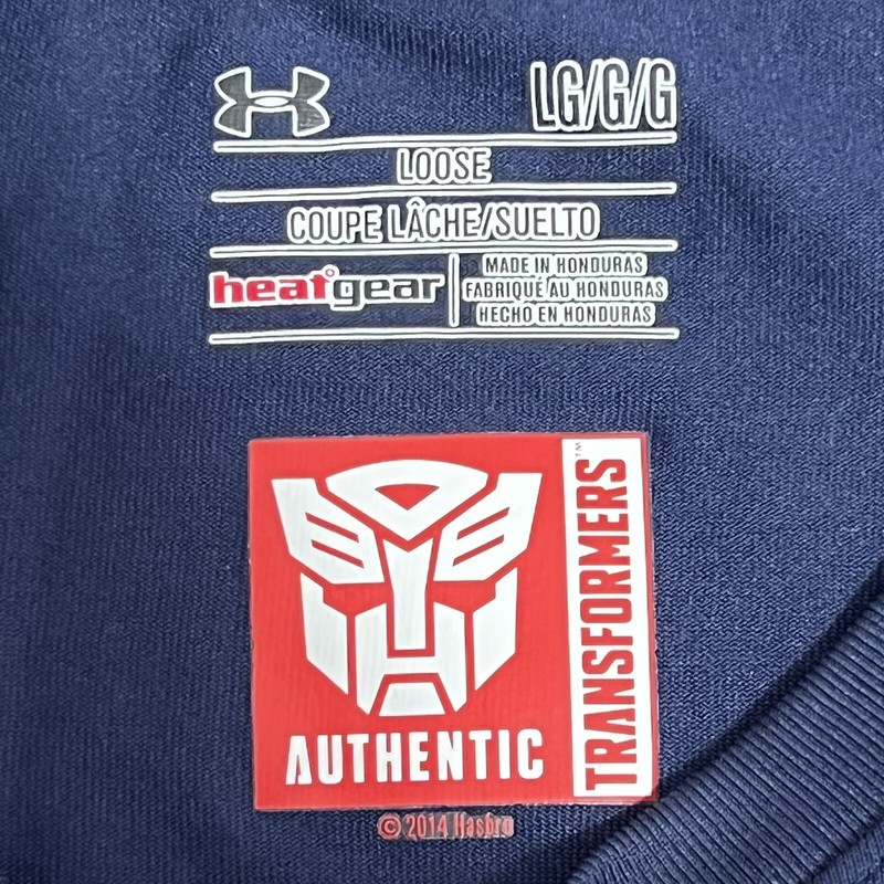 Under Armour Transformers AutoBots Logo HeatGear Navy Blue Shirt Mens Size Large gallery