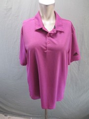 Adidas Size M Mens Purple Short Sleeve Collared Buttons Activewear Logo Polo 580