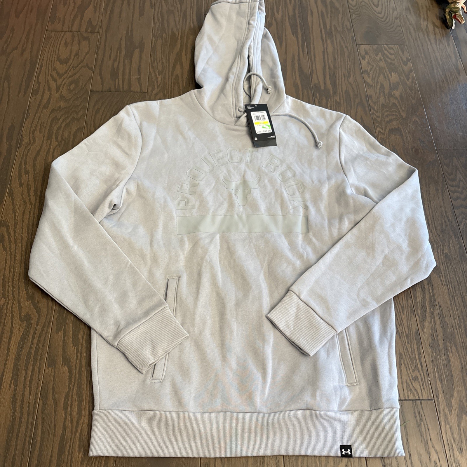 NWT Under Armour UA Project Rock Rival Long Sleeve Hoodie Gray Medium M 1385935 gallery