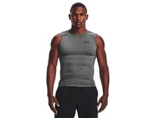 Under Armour Men’s HeatGear Compression Sleeveless T-Shirt, Carbon Heather,
