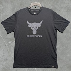 Under Armour Project Rock Payoff Shirt Men’s L Black Graphic Brahma Bull Loose