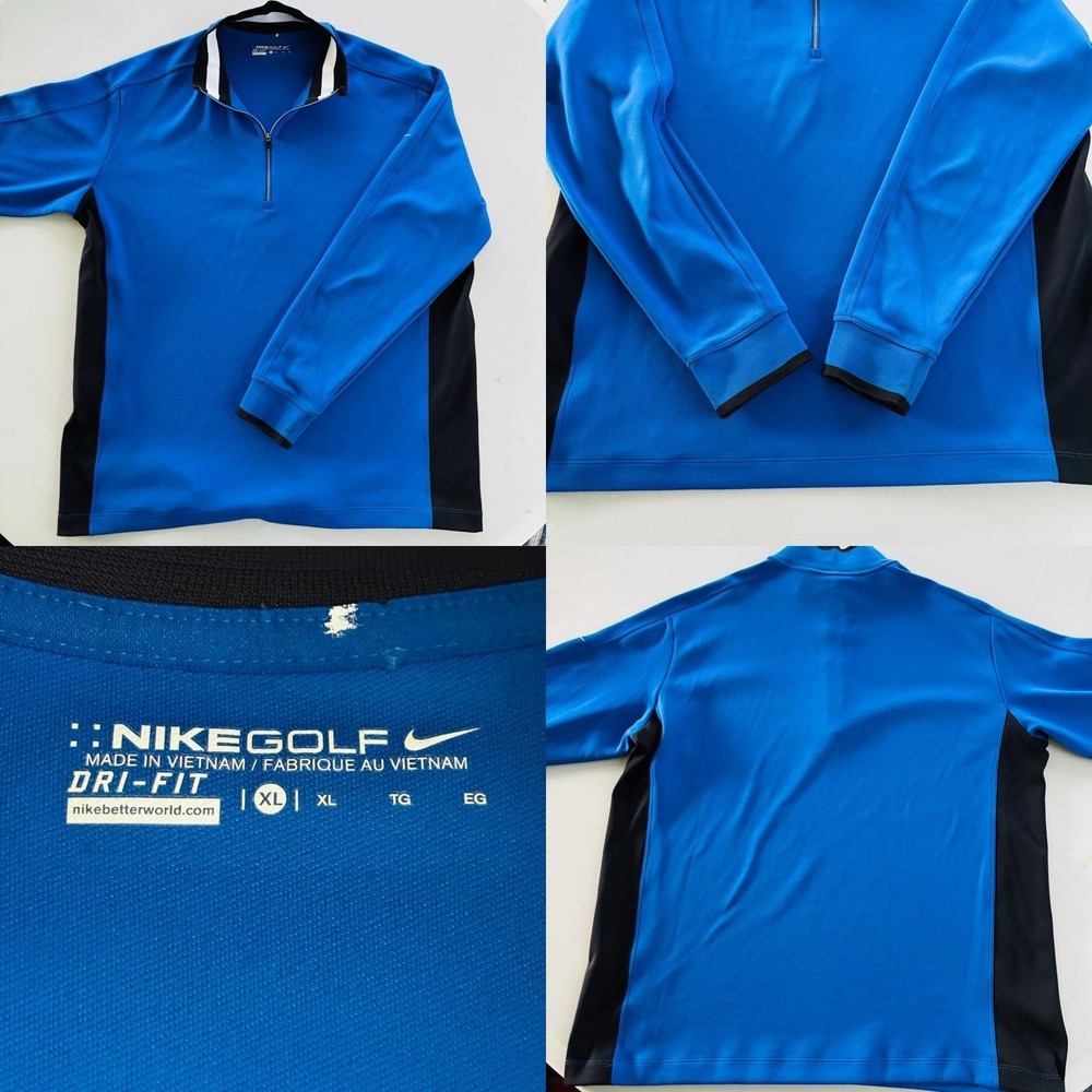 Nike Golf Dri-FIT XL Quarter Zip Pullover Blue Black 578673-491 Mens