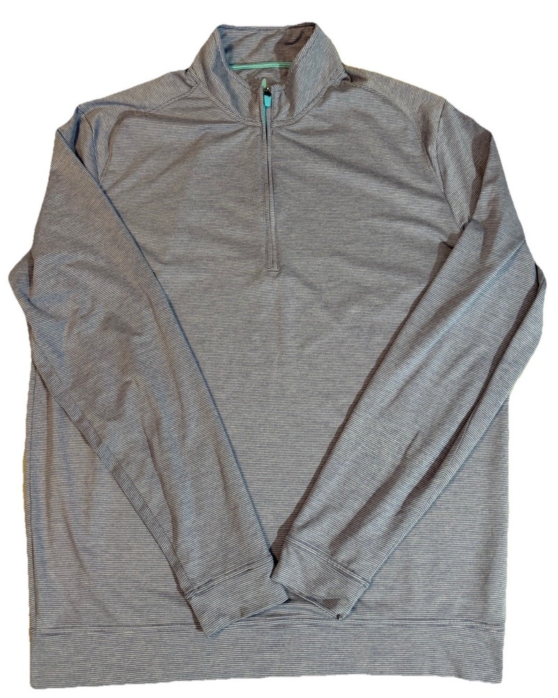 JOHNNIE-O VAUGHN STRIPED PERFORMANCE 1/4 ZIP PULLOVER IN PLUM CRAZY Large Men’s