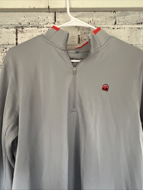 Nike Dri-Fit Men’s Golf 1/4 Zip Pullover, long sleeve, Gray With Apple Logo Sz L gallery