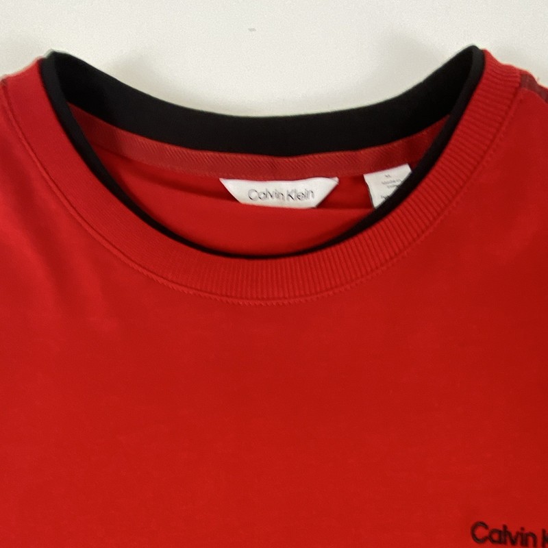 Calvin Klein Men’s Red Lightweight Logo Long Sleeve Crew Neck T-Shirt Size M gallery